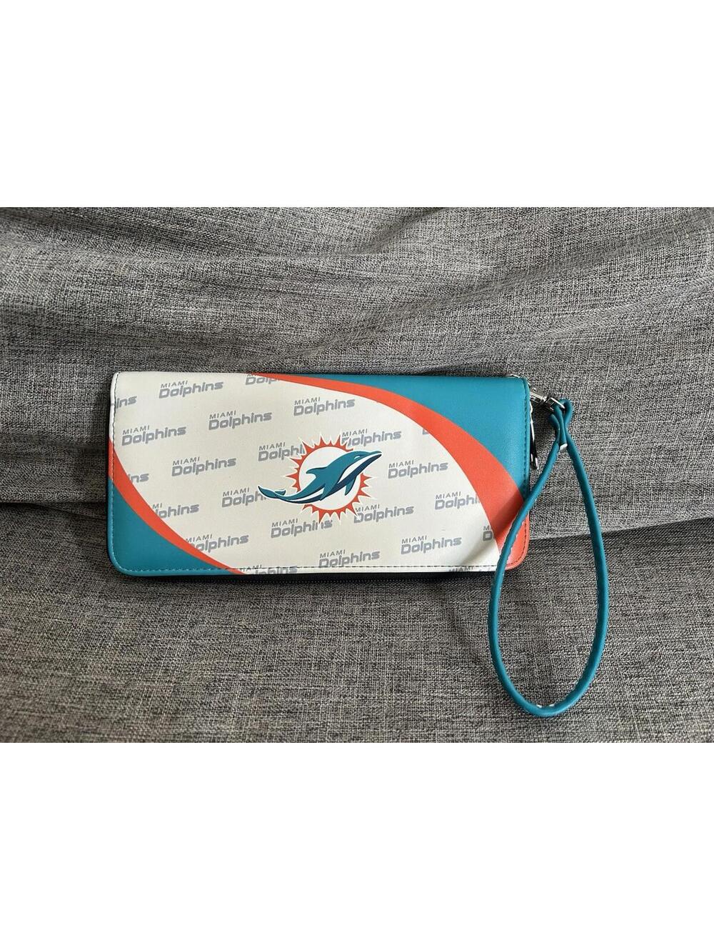 NFL Curve Miami Dolphins Zip Around Wristlet Wallet by Littlearth Little Earth